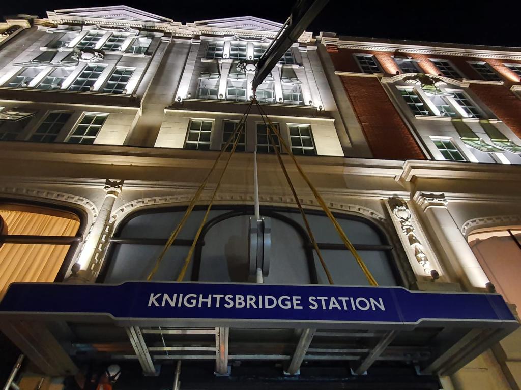 Knightsbridge Underground Station Entrance Sign Installation