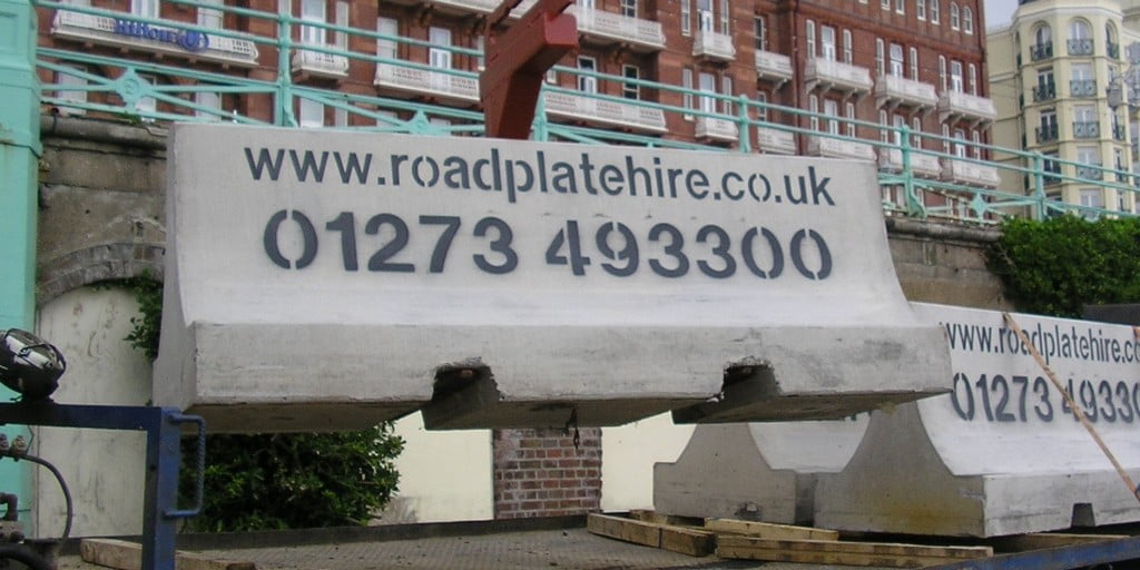 Pedestrian Friendly Concrete Barriers with contact number for Road Plate Hire